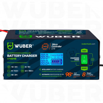 Wuber W14018 cargador de batería de coche con microprocesador, 10 A, 6-150 Ah, 2-24 V