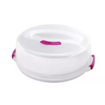 metaltex Fiambrera para tartas, altura ajustable, 300 mm, blanco/transparente
