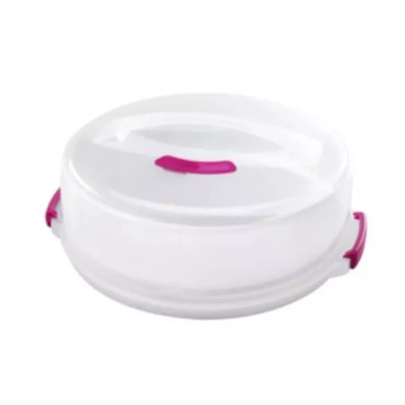 metaltex Fiambrera para tartas, altura ajustable, 300 mm, blanco/transparente