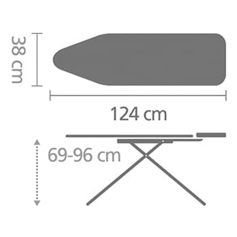 Brabantia tabla de planchar B, 124 x 38 cm, Denim Black