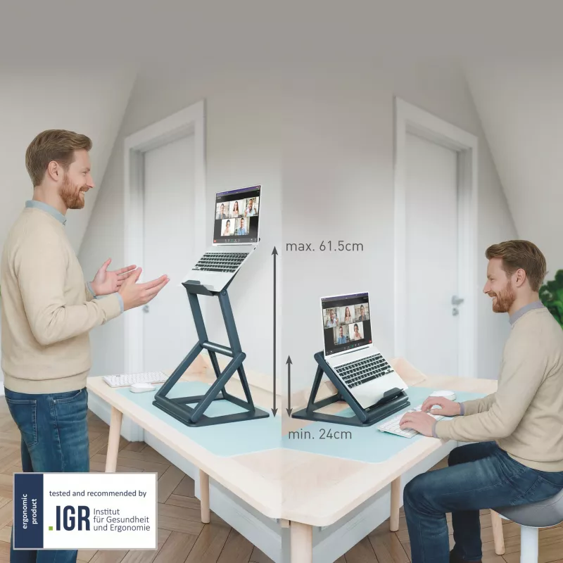 Leitz Ergo Soporte para portátil 2 en 1 sentado-de pie, negro (65890089)