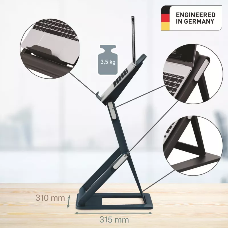 Leitz Ergo Soporte para portátil 2 en 1 sentado-de pie, negro (65890089)