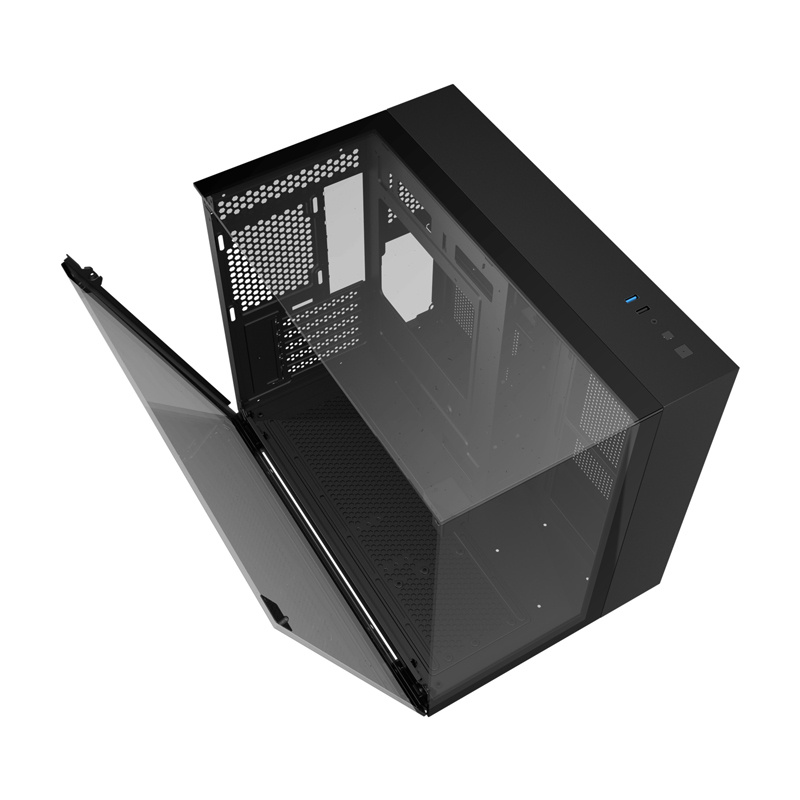 Darkflash TH285M caja de ordenador Micro-ATX con cristal templado, negra