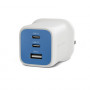 Targus HyperJuice Flex 65W Cargador GaN, 2x USB-C + 1x USB, Snorkel Blue (HJ1202BUEU)