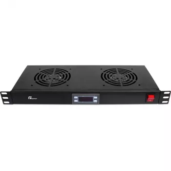 Getfort Panel de ventiladores para rack 1U con 2 ventiladores y termostato (GF-FAN2TR)