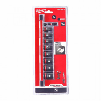 Milwaukee set de llaves de vaso de impacto 3/8 pulgadas, 9 piezas