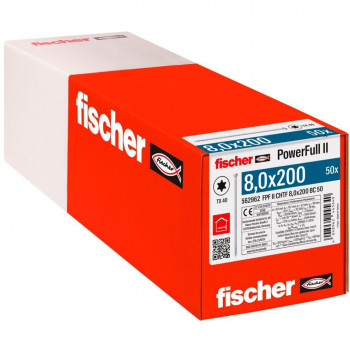 Fischer Tornillo para madera PowerFull II 8.0x200 ZK TX VG (50 uds., rosca total, galvanizado)