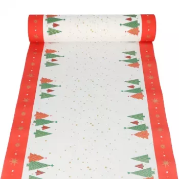 PAPSTAR Camino de mesa navideño Plain Christmas Trees de Airlaid, en rollo, medidas: (an)400 mm x (l)24 m