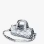 Bolsa weekender LOQI Metallic – Plata Puffy (mediana)
