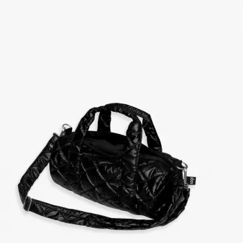 Bolsa weekender LOQI Metallic – Negro Puffy (mediana)