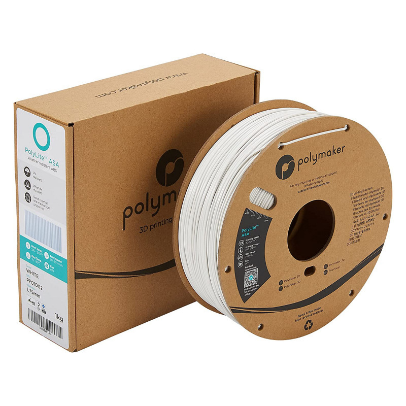 Polmask filamento para impresora 3D ASA, 1,75 mm, 1 kg – blanco (PF01002)