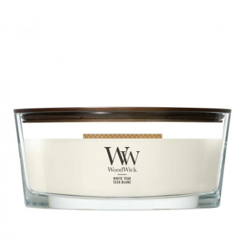 WoodWick White Teak vela Ellipse, 453,6 g