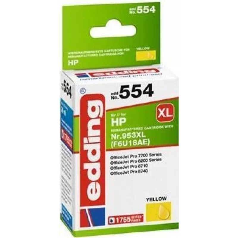 Cartucho de tinta compatible Edding EDD-554, alto rendimiento (XL), amarillo (18-554)