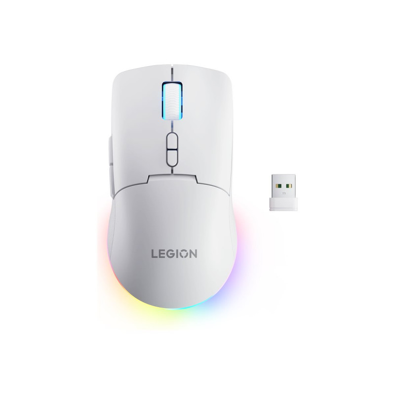 Lenovo Legion M220 RGB Ratón gaming inalámbrico, 2,4 GHz / Bluetooth / con cable, blanco glaciar (GY51V60437)