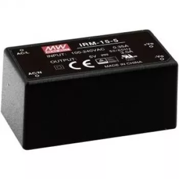 Mean Well IRM-15-24 Fuente de alimentación, 15 W, 0,63 A, entrada 85-264 V – Negro