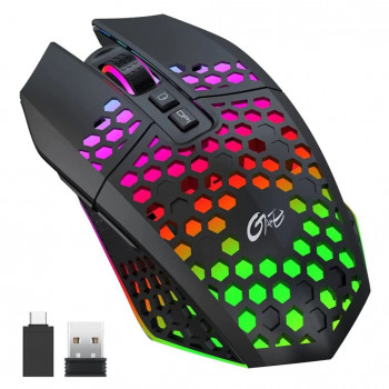 GameBox ratón gaming RGB 2,4GHz inalámbrico carcasa hueca + carga USB 1600 DPI negro