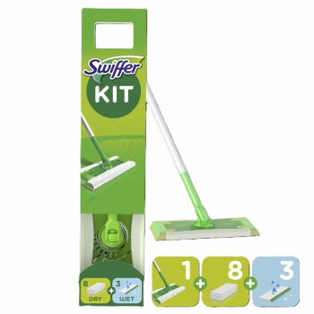 Swiffer Sweeper set de inicio con 11 paños (8 uds. secos + 3 uds. húmedos)