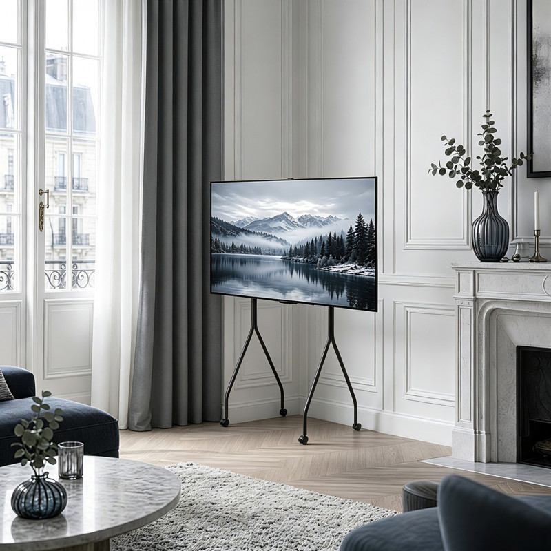 Maclean MC-180 B soporte de TV con ruedas, 37–80 pulgadas, máx. 50 kg, VESA 600x400, negro