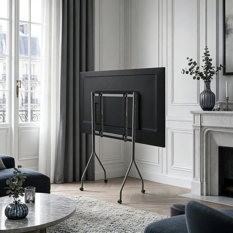 Maclean MC-180 B soporte de TV con ruedas, 37–80 pulgadas, máx. 50 kg, VESA 600x400, negro