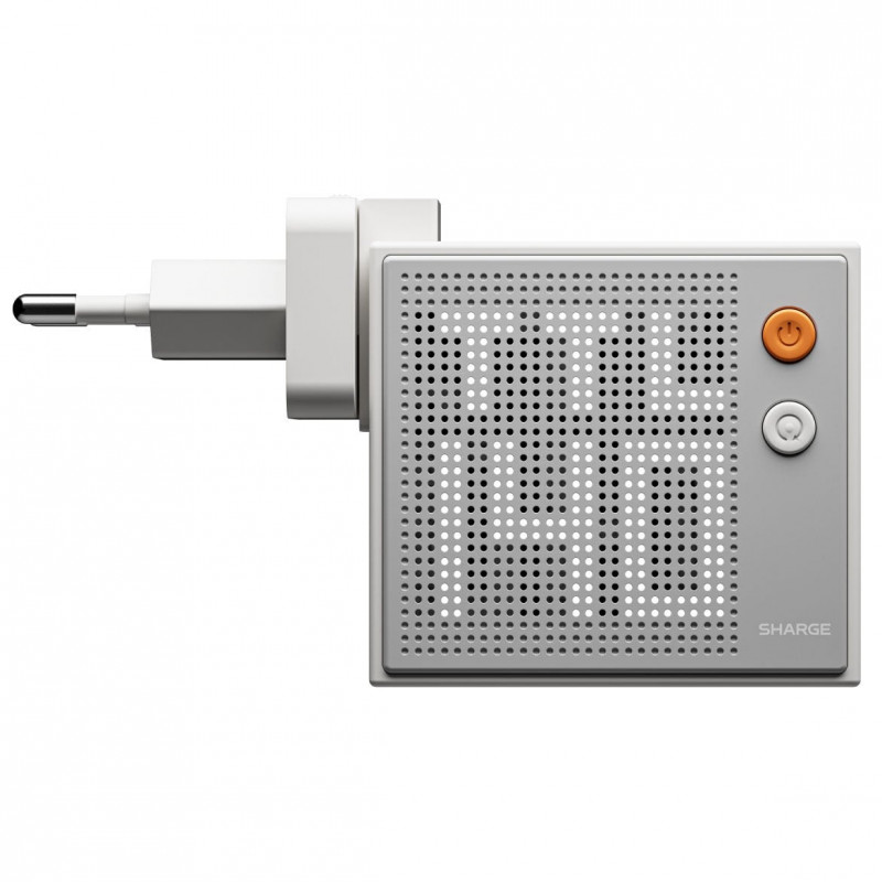 SHARGE Pixel 140 cargador GaN, 140W, 3x USB-C, pantalla Dot-Matrix - blanco