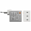 SHARGE Pixel 140 cargador GaN, 140W, 3x USB-C, pantalla Dot-Matrix - blanco