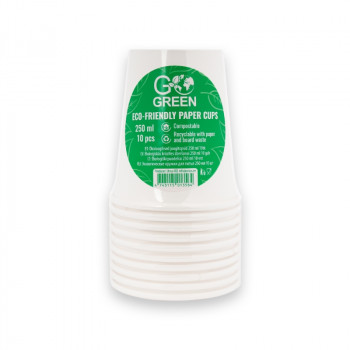 Gogreen vasos compostables Go Green 250 ml, 10 unidades, blancos