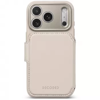 Decoded Leather Detachable Wallet Funda de piel para iPhone 18 Pro / 17 Pro, MagSafe, Taupe
