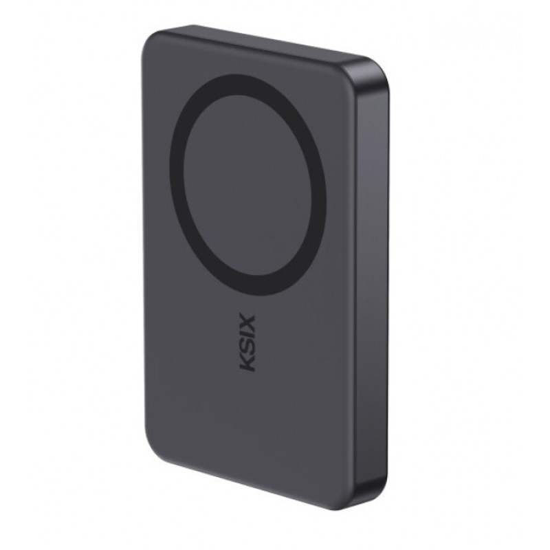 Ksix Batería externa Magslim 10000 mAh magnética 15W USB-C PD 20W pantalla digital negra