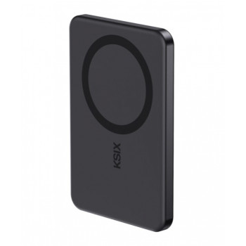 Ksix batería externa Magslim 5000 mAh magnética USB-C PD 20W pantalla digital negra