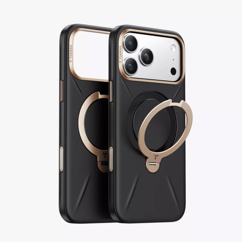 TORRAS Ostand Q3 VegSkin funda para iPhone 18 Pro / 17 Pro, compatible con MagSafe, negra