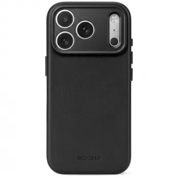 Decoded Leather Backcover – Funda de piel para iPhone 18 Pro / 17 Pro, compatible con MagSafe (negro)