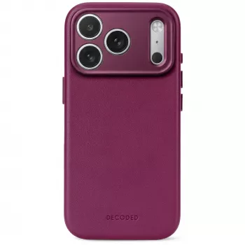Decoded Leather Backcover – Funda de piel para iPhone 18 Pro Max / 17 Pro Max, compatible con MagSafe (berenjena)