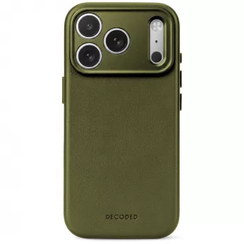 Decoded Leather Backcover – Funda de piel para iPhone 18 Pro Max / 17 Pro Max, compatible con MagSafe (verde musgo)