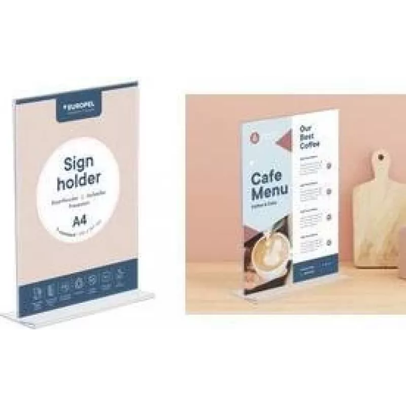 EUROPEL expositor de mesa acrílico, DIN A6 vertical, recto de acrílico, para presentación a doble cara