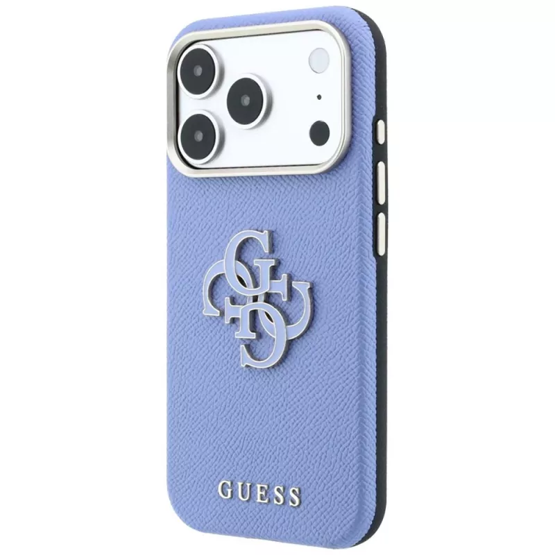 Funda Guess con logo grande de resina y acabado granulado para iPhone 18 Pro Max / 17 Pro Max, azul