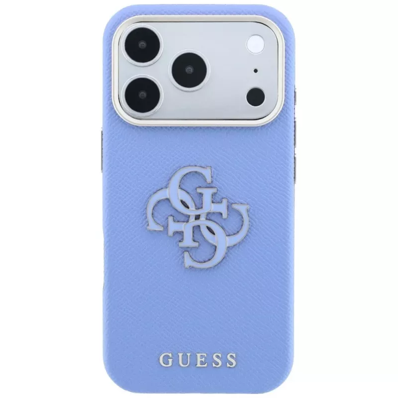 Funda Guess con logo grande de resina y acabado granulado para iPhone 18 Pro Max / 17 Pro Max, azul