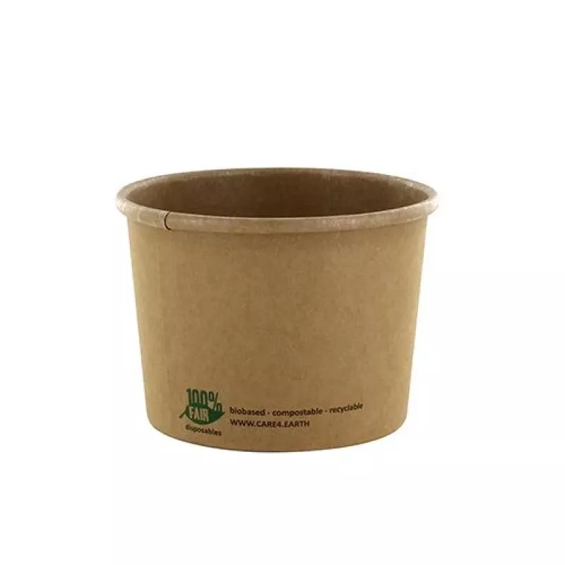 Vasos de sopa PAPSTAR pure, redondos, 350 ml, marrón, cartón de fibra virgen sin blanquear con recubrimiento bio