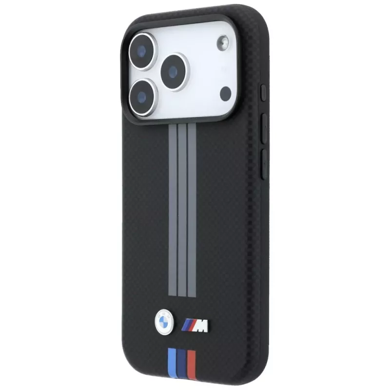 BMW M Quadrille Kevlar Anthrazit & Tricolor Print Lines funda MagSafe para iPhone 18 Pro Max / 17 Pro Max, negra