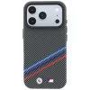 BMW M Quadrille Kevlar Print Tricolor Lines & Metal Logo funda MagSafe para iPhone 18 Pro Max / 17 Pro Max, antracita
