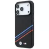 BMW M Quadrille Kevlar Print Tricolor Lines & Metal Logo funda MagSafe para iPhone 18 Pro Max / 17 Pro Max, negra
