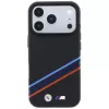 BMW M Quadrille Kevlar Print Tricolor Lines & Metal Logo funda MagSafe para iPhone 18 Pro Max / 17 Pro Max, negra