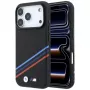 BMW M Quadrille Kevlar Print Tricolor Lines & Metal Logo funda MagSafe para iPhone 18 Pro / 17 Pro, negra