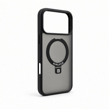 Evelatus Shield funda con MagSafe y soporte para Apple iPhone 18 Pro Max, anillo mate, negro