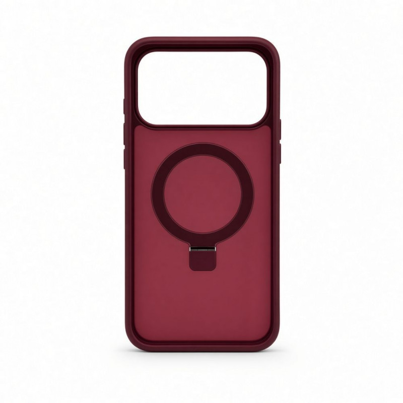 Evelatus Shield funda con MagSafe y soporte para Apple iPhone 18 Pro Max, anillo mate, burdeos