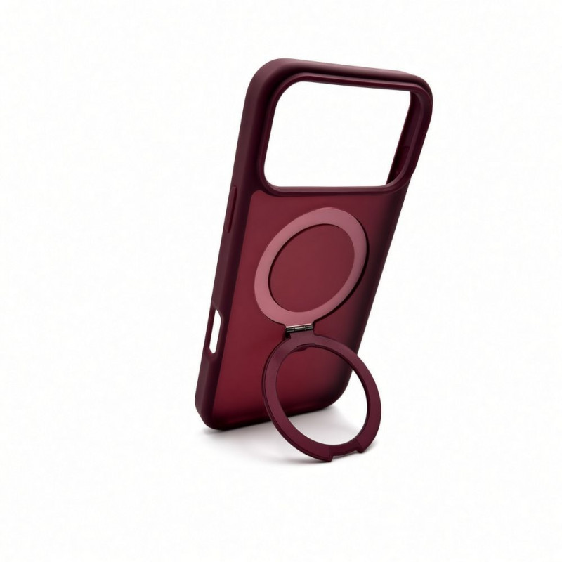 Evelatus Shield funda con MagSafe y soporte para Apple iPhone 18 Pro Max, anillo mate, burdeos