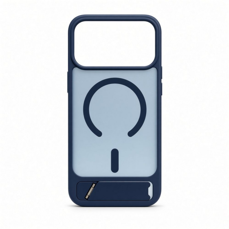 Evelatus funda MagSafe con recubrimiento de goma y soporte para Apple iPhone 18 Pro Max, azul marino