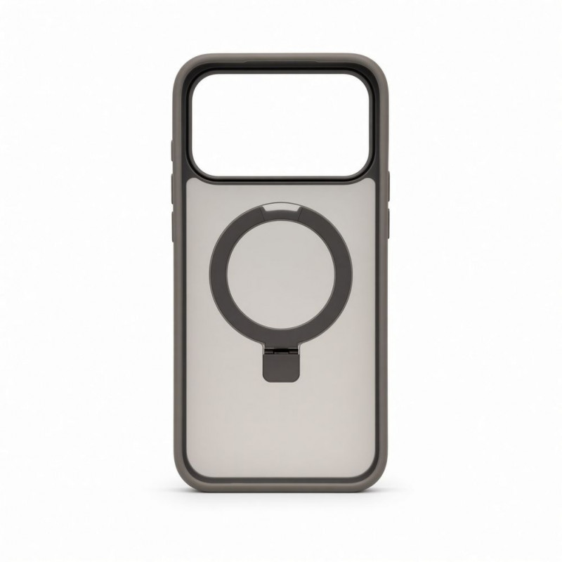 Evelatus Shield funda con MagSafe y soporte para Apple iPhone 18 Pro Max, anillo mate, gris ahumado