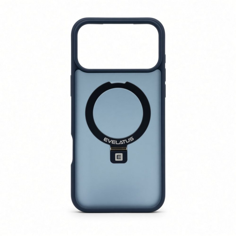 Evelatus Shield funda con MagSafe y soporte para Apple iPhone 18 Pro Max, anillo mate, azul marino