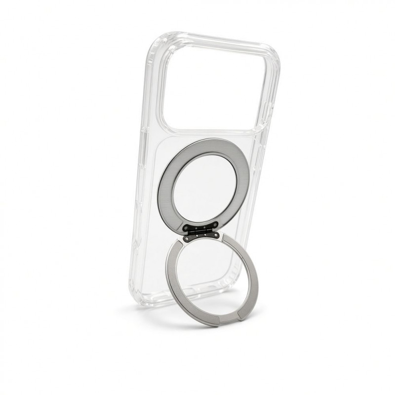 Evelatus Hybrid funda MagSafe con soporte metálico 360 para Apple iPhone 18 Pro Max, PC+TPU, transparente