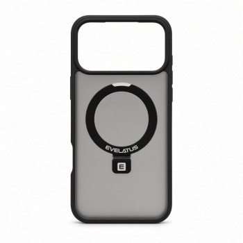 Evelatus Shield funda con MagSafe y soporte para Apple iPhone 18 Pro, anillo mate, negro